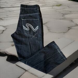 Vintage Southpole Jeans 34 Black Y2K Baggy Denim Skater Punk Streetwear New York